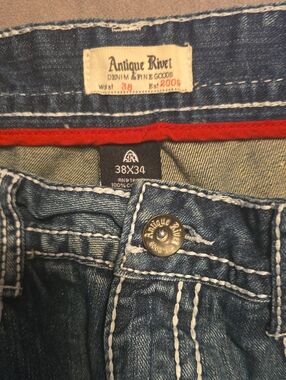 Antique Rivet Men’s Blue Denim Jeans - 38x34